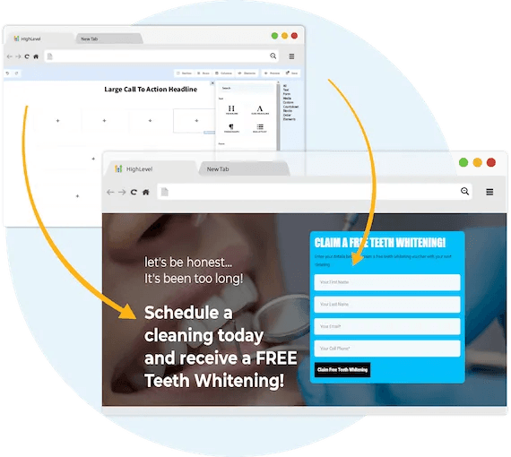 Website and funnel builder preview