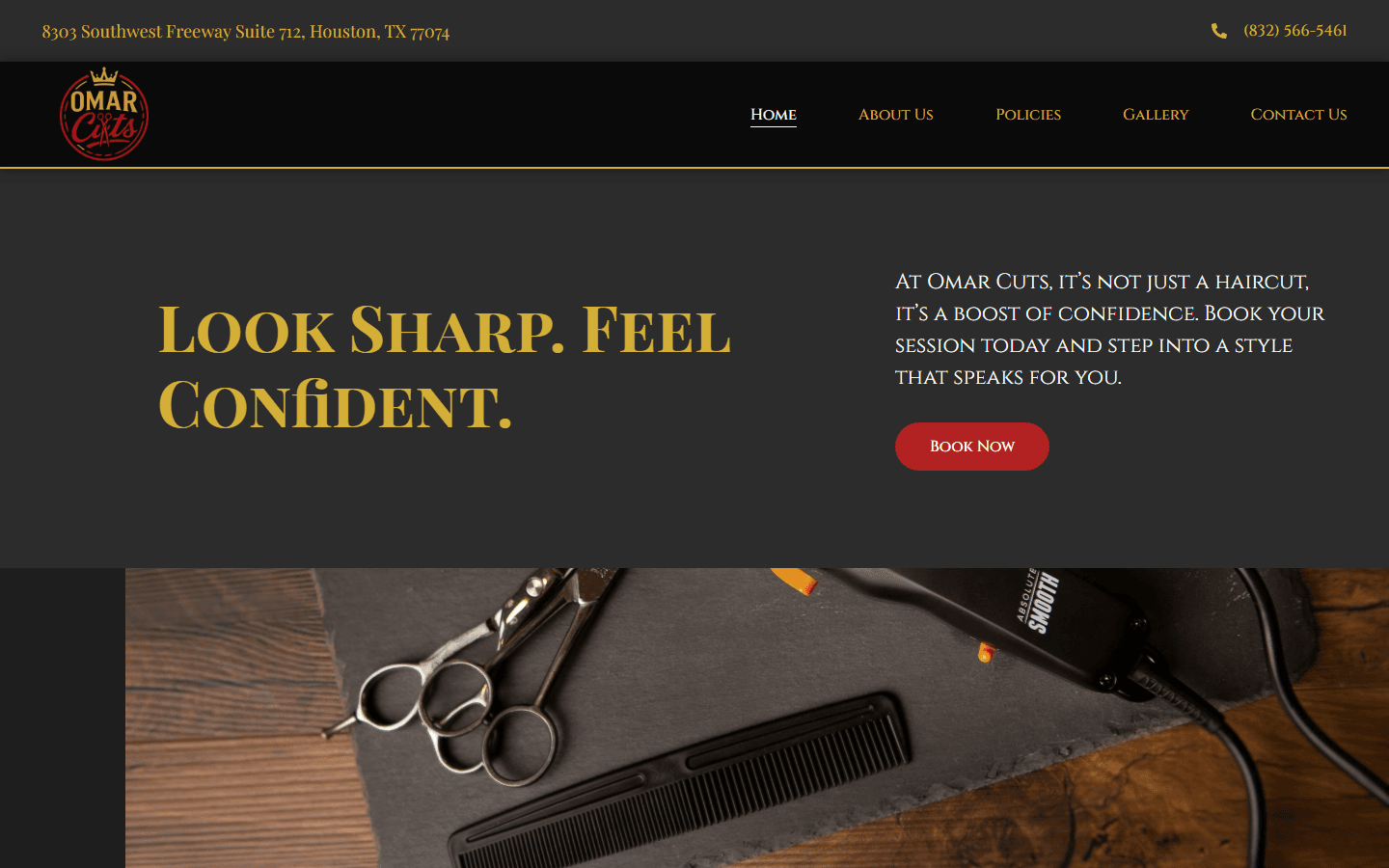 Omar Cuts website — desktop view