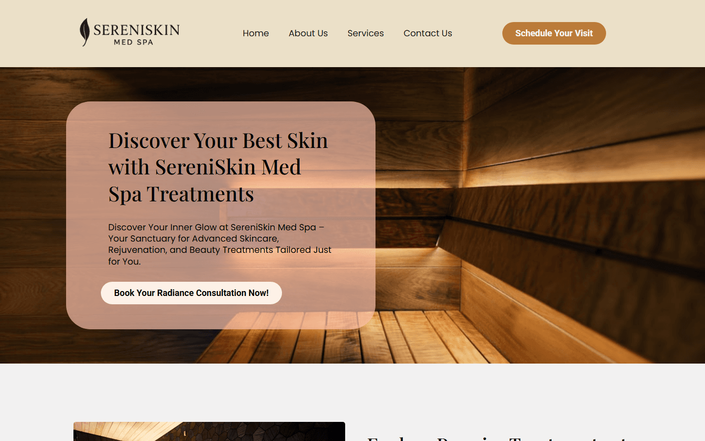 SereniSkin Med Spa website — desktop view
