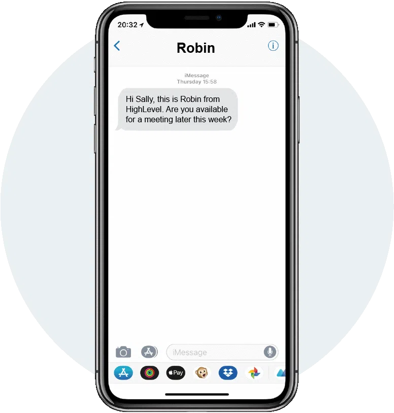 Phone showing automated SMS response to a missed call